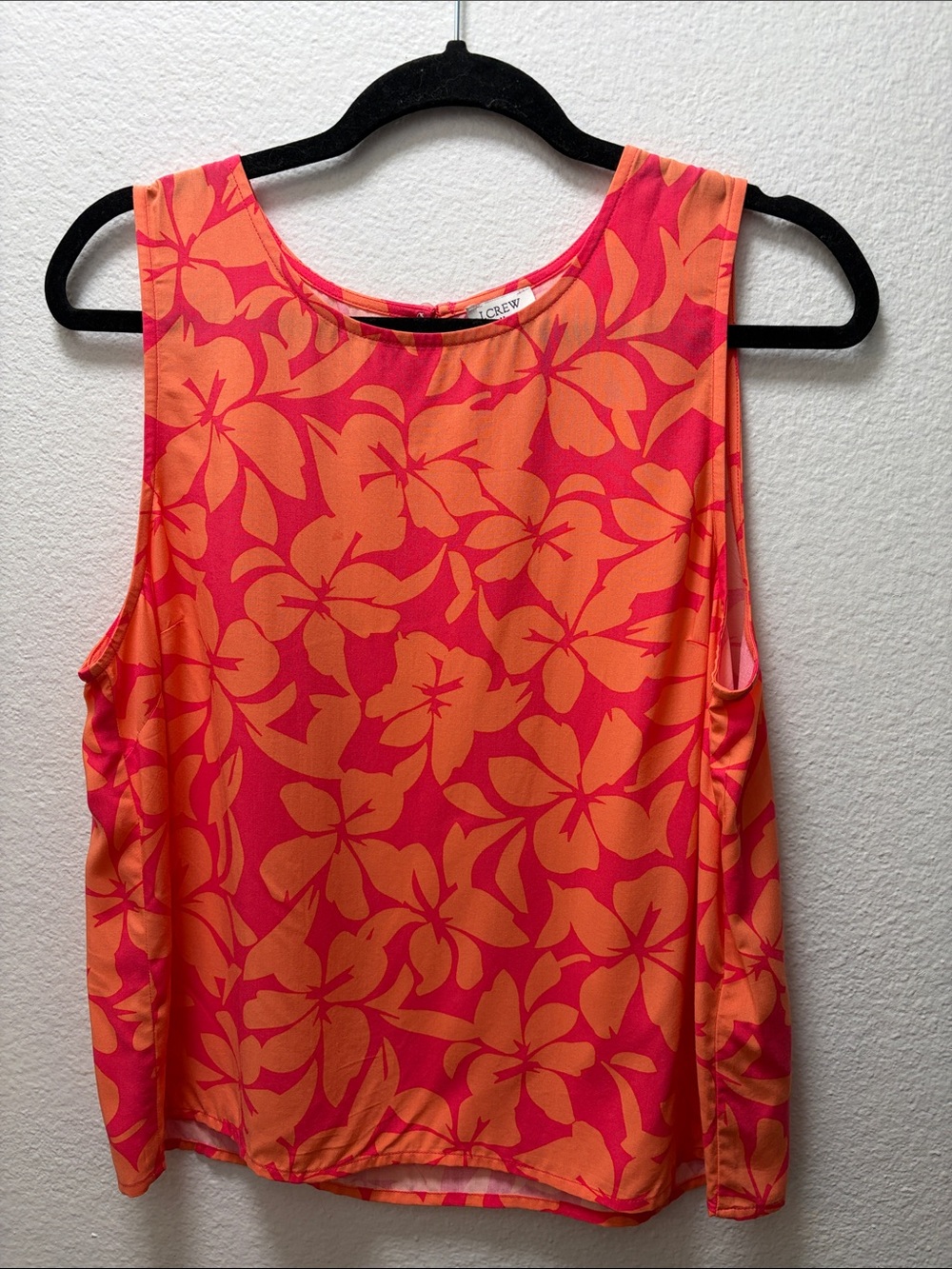 J. Crew Bright Pink Tank with Orange Floral Print